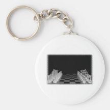 Black & White Spooky Glass Chess Board Game Key Chain