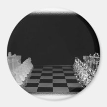 Black & White Spooky Glass Chess Board Game Magnets
