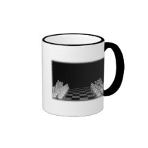 Black & White Spooky Glass Chess Board Game Mugs