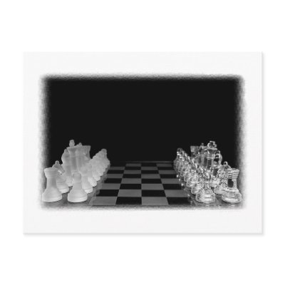 Black & White Spooky Glass Chess Board Game Postcard by VoXeeD