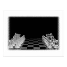 Black & White Spooky Glass Chess Board Game Postcard