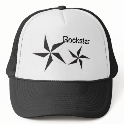 black white star, black white star, Rockstar Trucker Hats by studdman333