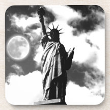 Black & White Statue of Liberty Drink Coaster