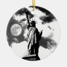 Black & White Statue of Liberty Christmas Tree Ornaments