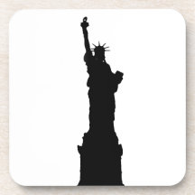 Black & White Statue of Liberty Silhouette Beverage Coaster