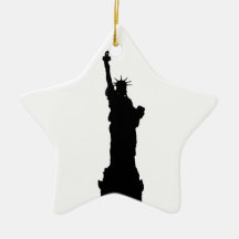 Black & White Statue of Liberty Silhouette Christmas Tree Ornament