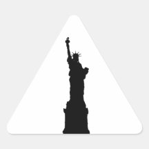 Black & White Statue of Liberty Silhouette Triangle Sticker