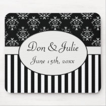 Black & White Striped Baroque Mousepad