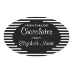 Black & White Stripes-Homemade Oval Sticker