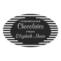 Black & White Stripes-Homemade Oval Sticker