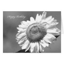 Black & White Sunflower Card for Her Birthday