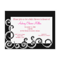 Black & White Swirl Baby Shower Invitation Postcard