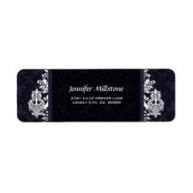 BLACK & WHITE Swirl Damask Wedding Address Label