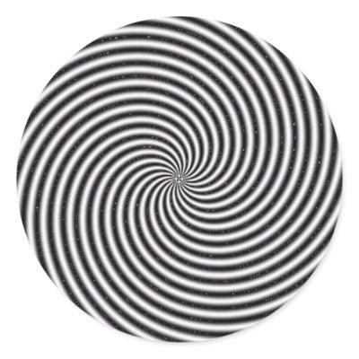 Black & White Swirl Optical Illusion Round Sticker by JuJuGarden