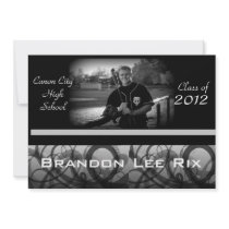 Black & White Swirls Graduation Announcement
