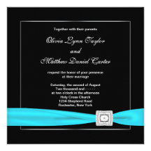 Black White Teal Silve Wedding Custom Invitations