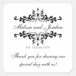 Black White Thank You Sticker for Wedding Favours