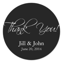 Black White Thank You Wedding Favour Sticker