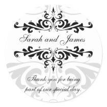 Black White Thank You Wedding Favour Sticker