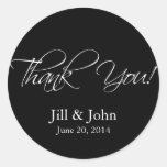 Black White Thank You Wedding Favour Sticker