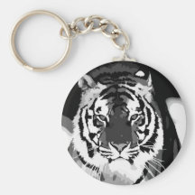 Black & White Tiger Pop Art Keychain