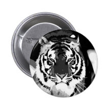 Black & White Tiger Pop Art Pin