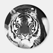 Black & White Tiger Pop Art Refrigerator Magnets