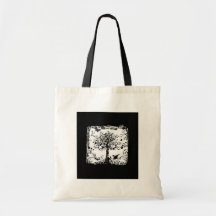 Black & White Tree Butterfly Silhouette Canvas Bag