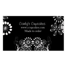 Black & White Utensil Garden Business Card Templates