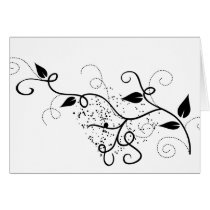 Black & white vector ivy swirl branch silhouette card