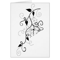 Black & white vector ivy swirl branch silhouette cards