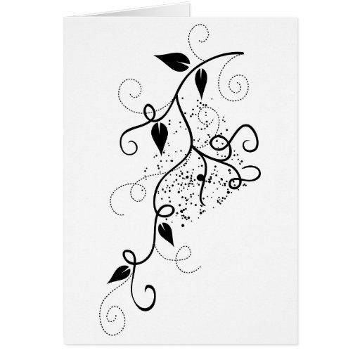 Black & white vector ivy swirl branch silhouette cards