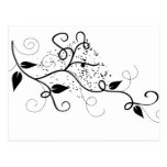 Black & white vector ivy swirl branch silhouette postcards