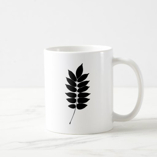 Black & white vector laurel branch silhouette coffee mugs