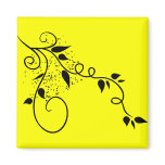 Black & white vector swirl branch silhouette magnets