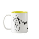 Black & white vector swirl branch silhouette mug