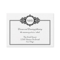 Black white Victorian wedding reception enclosure