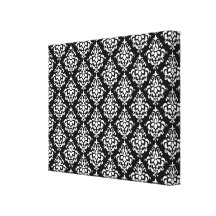 Black White Vintage Damask Pattern 1 Gallery Wrap Canvas