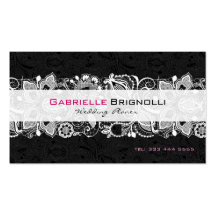 Black & White Vintage Floral Lace Business Card