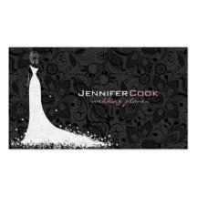 Black & White Wedding Dress & Vintage Lace 2 Business Card