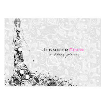 Black & White Wedding Dress & Vintage Lace Business Cards