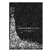 Black & White Wedding Dress & Vintage Lace Business Cards