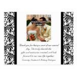Black/White Wedding Thank You Colour Photo Postcar