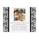 Black/White Wedding Thank You Colour Photo Postcar
