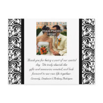 Black/White Wedding Thank You Colour Photo Postcar