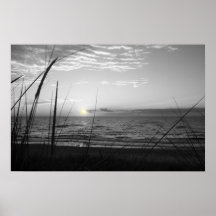 Black/White with Orange Sunset Poster