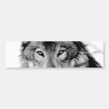 Black & White Wolf Bumper Stickers