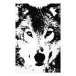 Black & White Wolf Custom Stationery