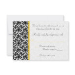 Black, White, Yellow Damask RSVP Card