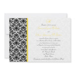 Black, White, Yellow Damask Wedding Invitation